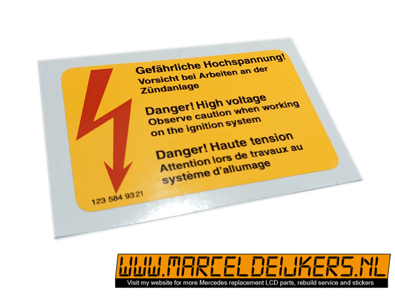 thumbnail image 2 of Mercedes-Benz Dangerous High Voltage Warning Sticker – OEM A2105840047 – Vinyl – Made In Netherlands 2 of 4